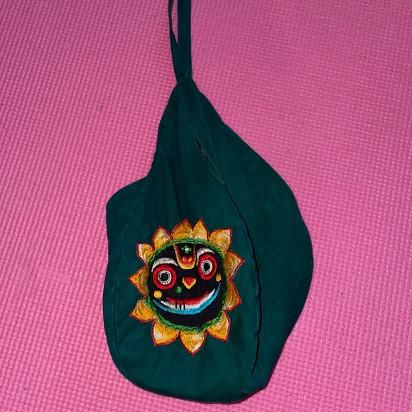 Mala bead prayer pouch Jagannath dark green - Picture 3 of 5